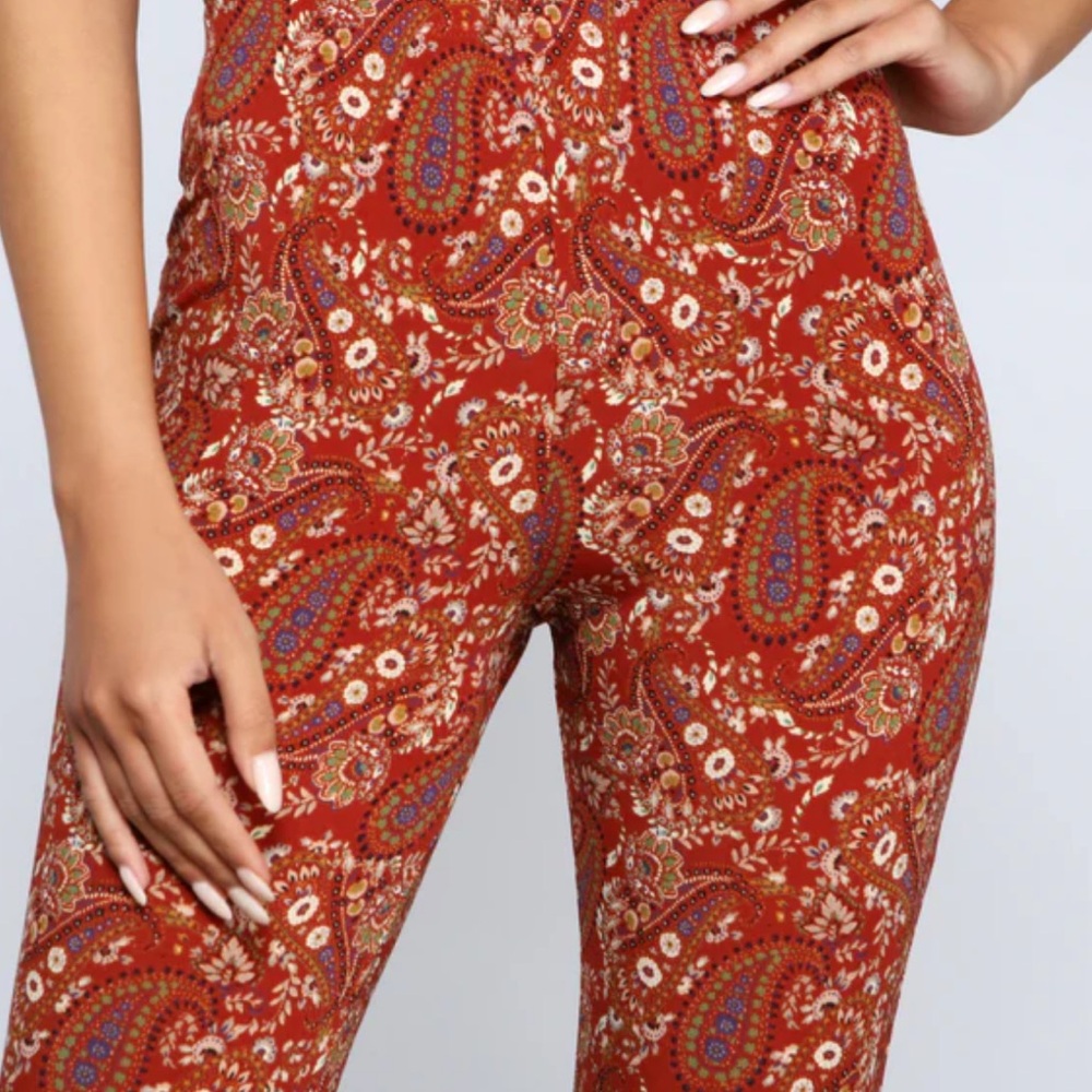 Windsor Paisley Chic High-waist Flare Pants - Picture 1 of 6